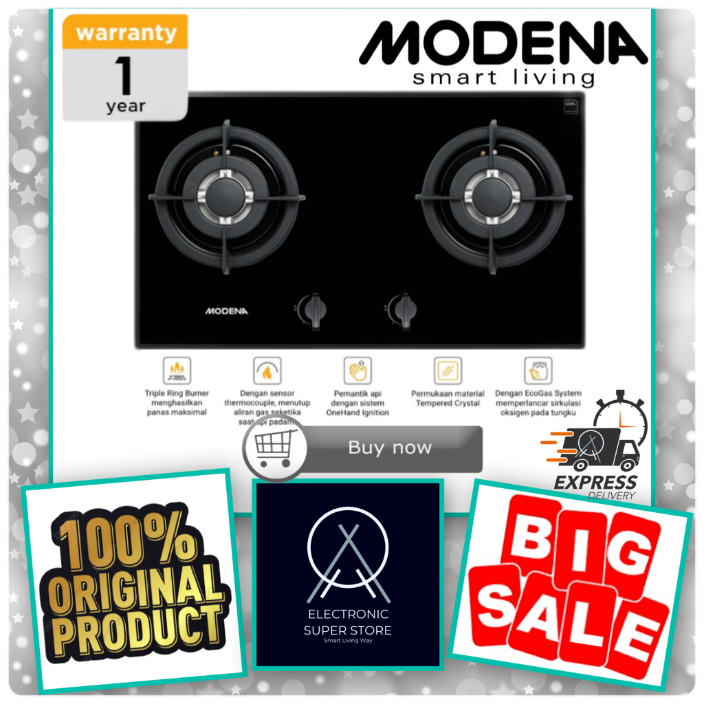 MODENA KOMPOR BH-1725 ACBK BH1725 BH 1725ACBK TRIPLE RING BURNER MODENA BUILT IN HOB KOMPOR TANAM MO