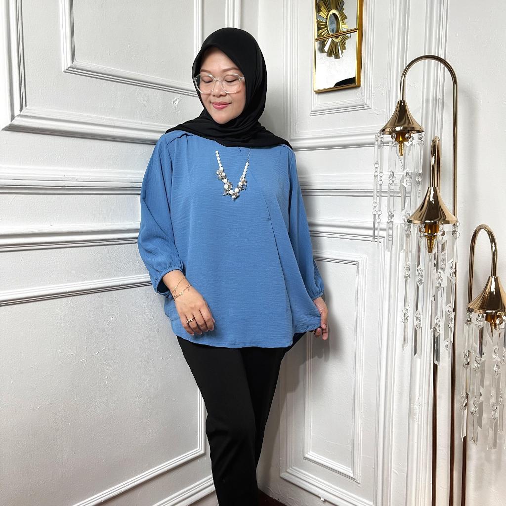 Baju Atasan Wanita Jumbo Model Hafisa Bahan Crinkle Premium Ld 124