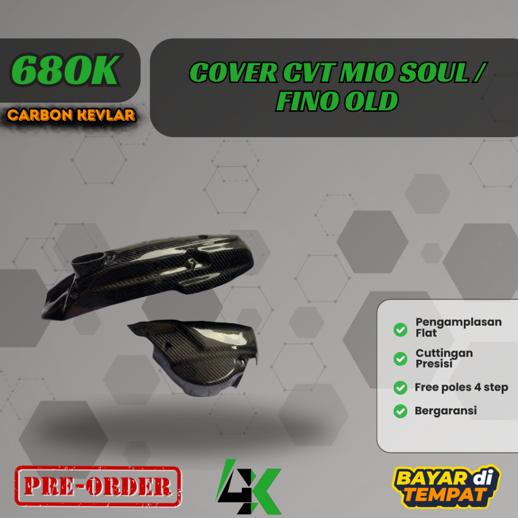 Cover Cvt Mio Soul/ tutup cvt mio soul/ fino karbu Carbon kevlar/ karbon fiber