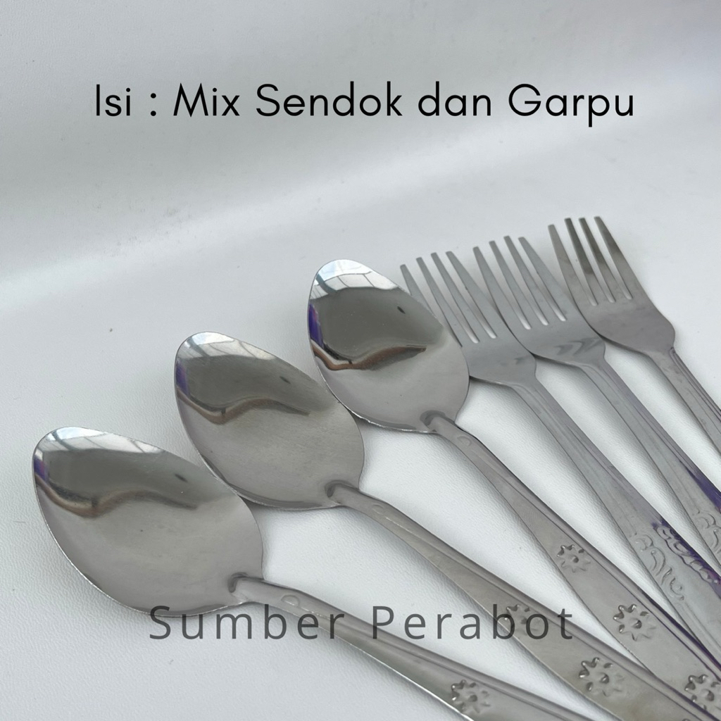 (1 Lusin) - Sendok Makan stainless - Garpu Stainless Steel - Mix Sendok Dan Garpu - Sendok Teh Kecil