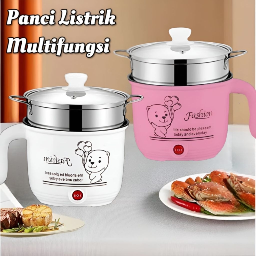 Panci Kapasitas Besar Listrik Multifungsi Free kukusan/Steamer Stainless Lapis Keramik Teflon•GT•