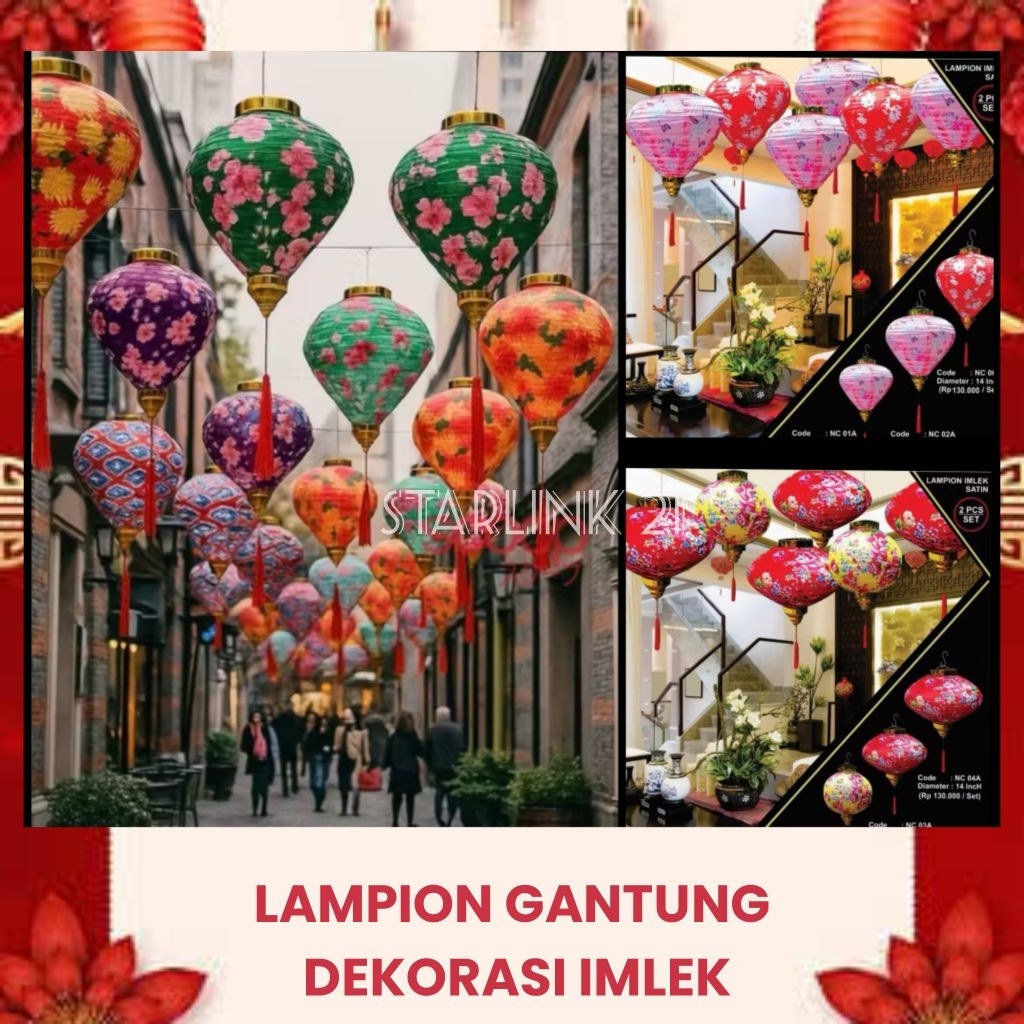 LAMPION GANTUNG IMLEK | LAMPION VIETNAM | Lampion Bahan Satin Premium Waterproof