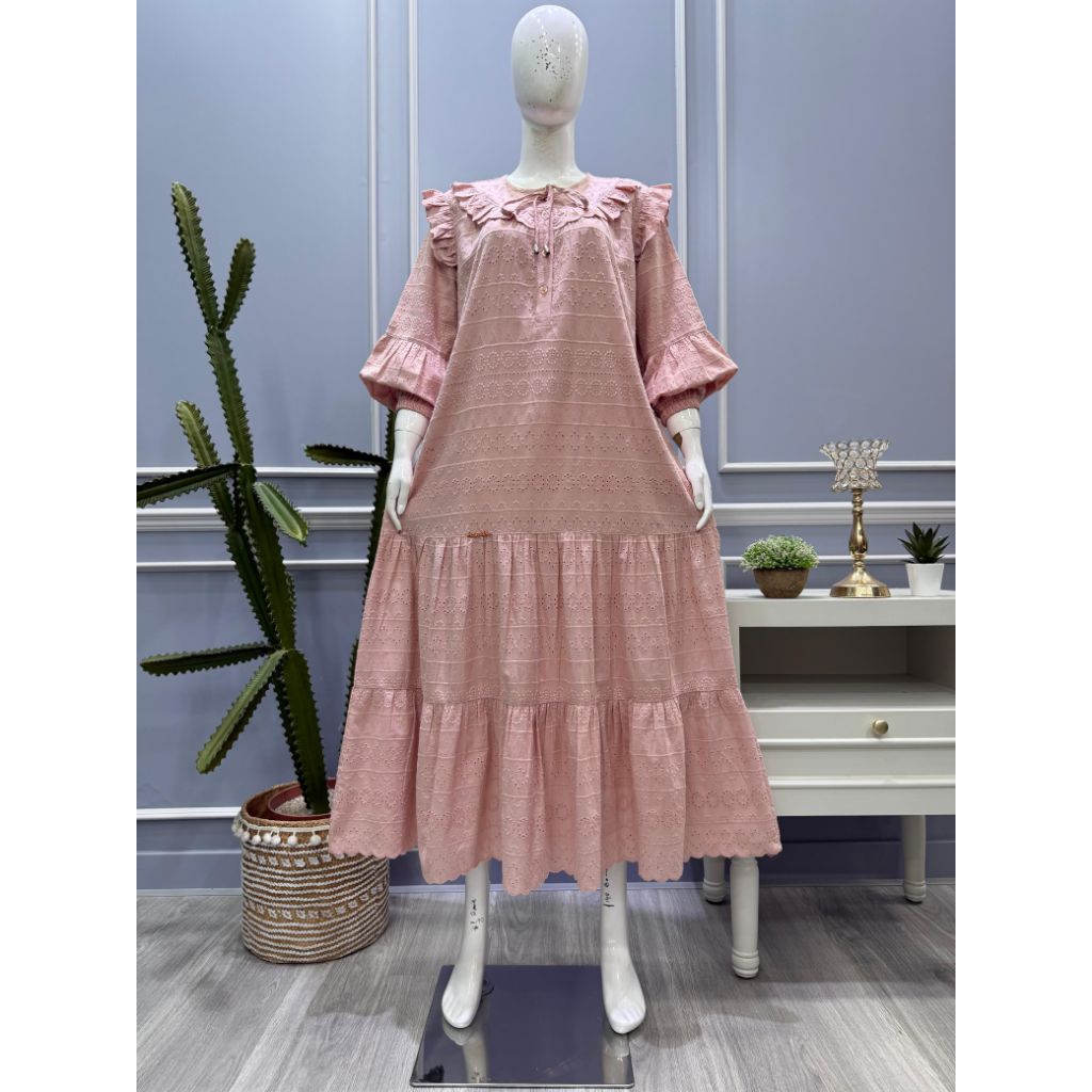 Midi dres Salvina katun bordir renda