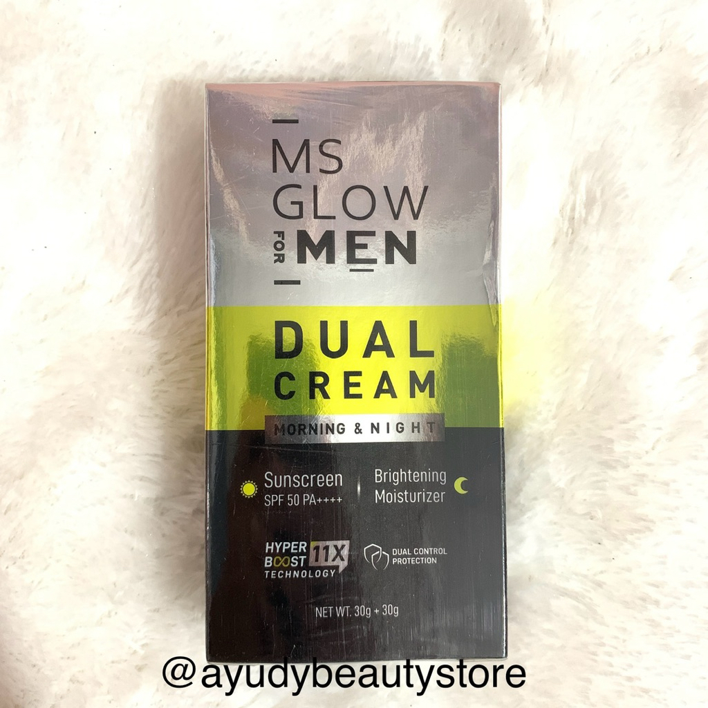 MS GLOW For Men Dual Cream 30gr | Krim Wajah Pria Siang & Malam | Mencerahkan & Melembapkan