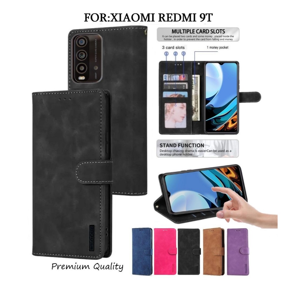 XIAOMI REDMI 9T Leather Flip Cover Wallet Case Kulit Case Wallet Leather Flip Case