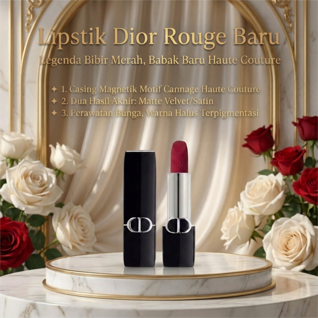 Dior Lipstik Matte Rouge Forever - Formula Tahan Lama & Transferproof, Edisi Terbatas New Look denga