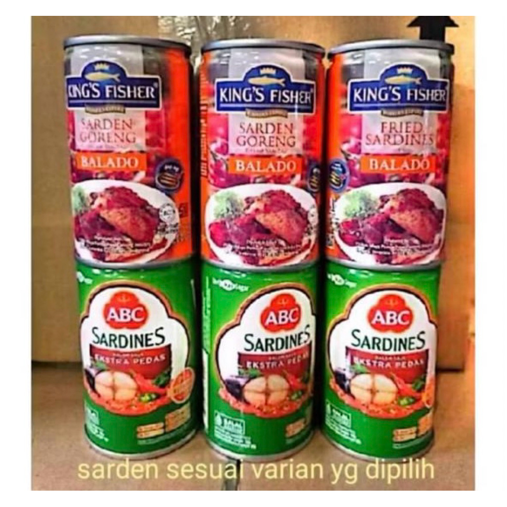 Paket hemat Sarden kaleng isi 5 kemasan 155 gr merk campur kemasan penyok dikit