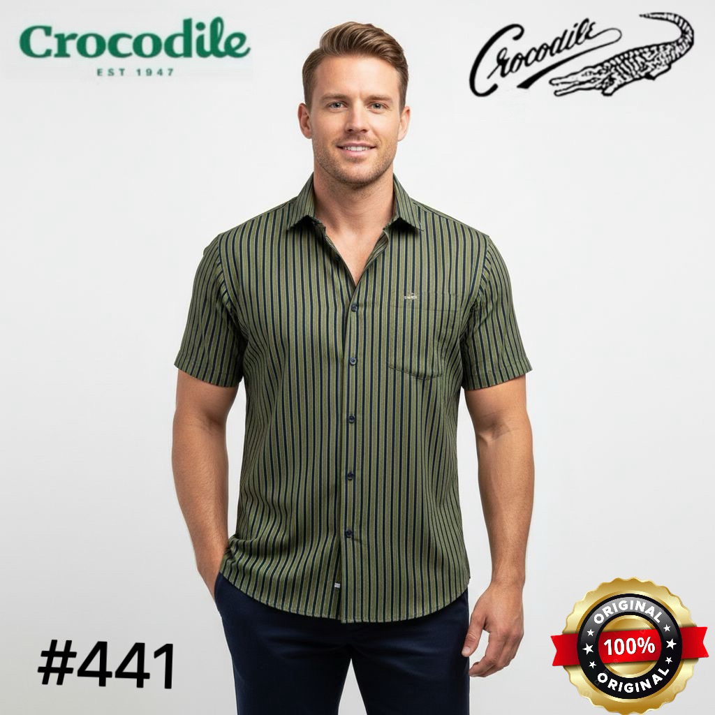( LUXOYEZ ) 441 BAJU CROCODILE BRANDED BISA COD PRIA KEMEJA ATASAN BAHAN KATUN MEDAN KERAH MEN UNTUK