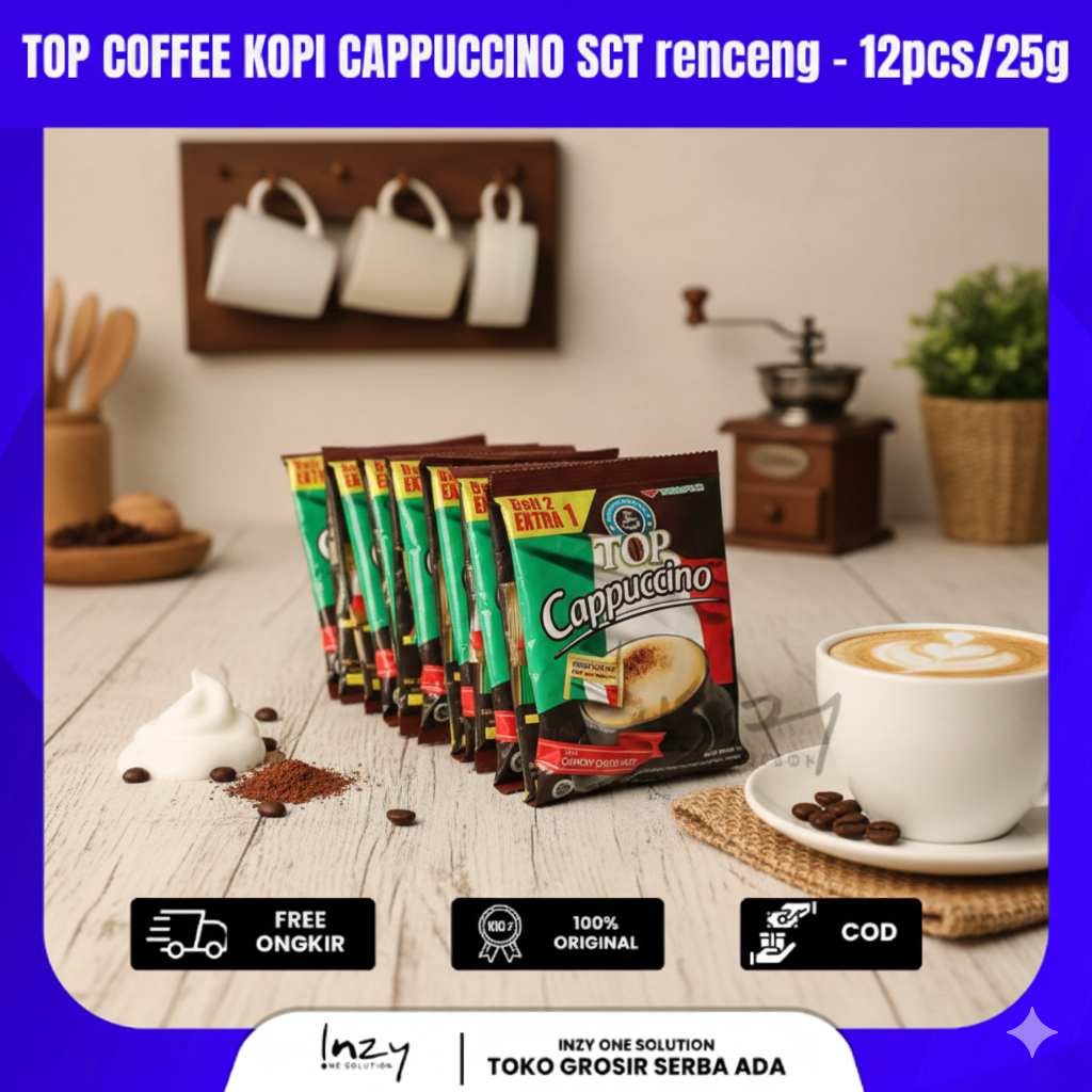 -INZY-KOPI INSTAN TOP COFFEE KOPI CAPPUCINO 12 x 25 gr Top Cappucino 15 sachet renceng