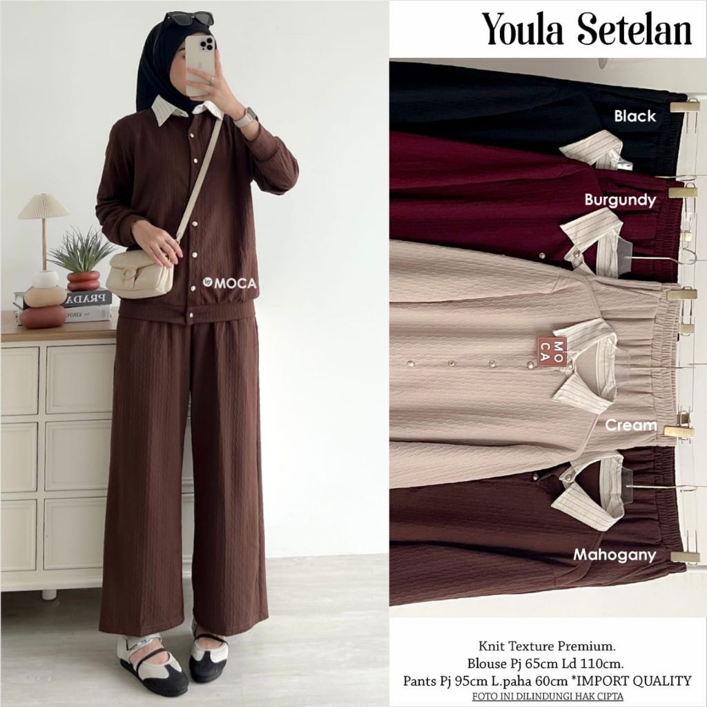 Youla Set Setelan Oneset Jumbo Allsize Premium Knit Uniqlo Original Ori Moca Berlabel