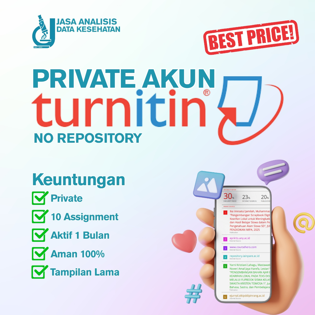 Akun Turnitin Cek Plagiasi No Repository PRIVATE Garansi 1000%