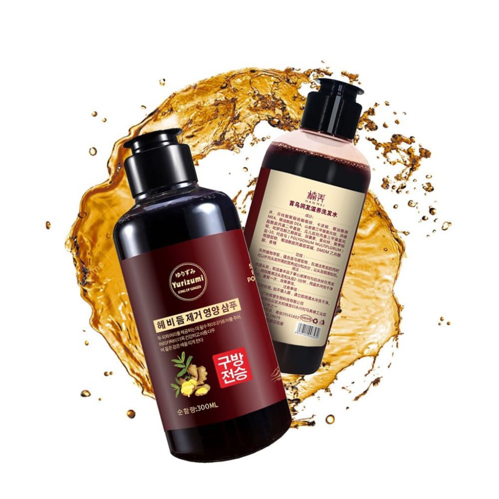 SHAMPOO UBAN PENGHITAM RAMBUT PERMANEN PENGHILANG UBAN GINSENG BLACK HERBAL NATURAL SHAMPOO YURIZUMI