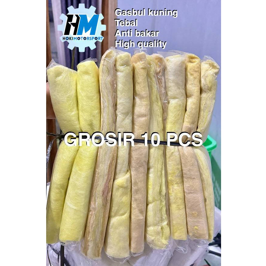 GLASSWOOL GASBUL KUNING TAHAN PANAS 10 PCS - GLASSWOOL GASBUL KNALPOT KUNING TEBAL GLASSWOOL GLASSWO