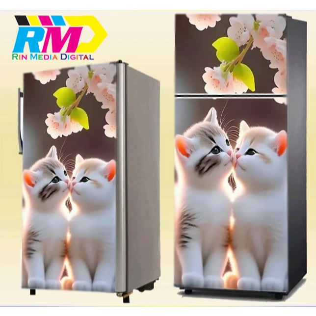 STIKER KULKAS MOTIF KUCING 1PINTU & 2PINTU