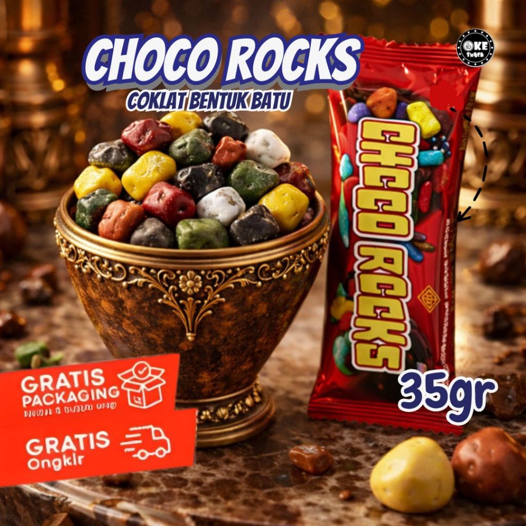 Chocorocks Permen Coklat Bersalut Permen Coklat Batu Arab 35gr