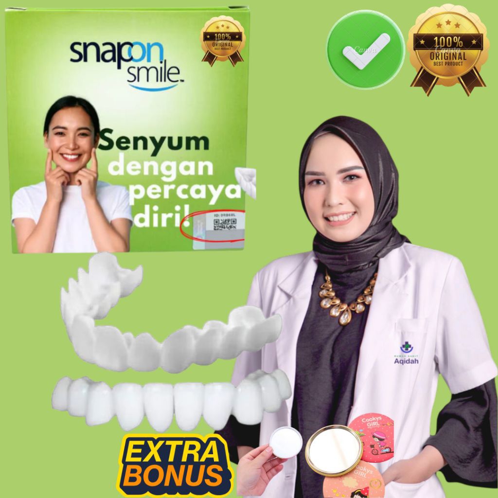 GIGI PALSU INSTAN ORIGINAL 100% 1 SET ATAS BAWAH  + VENEER ATAS BAWAH