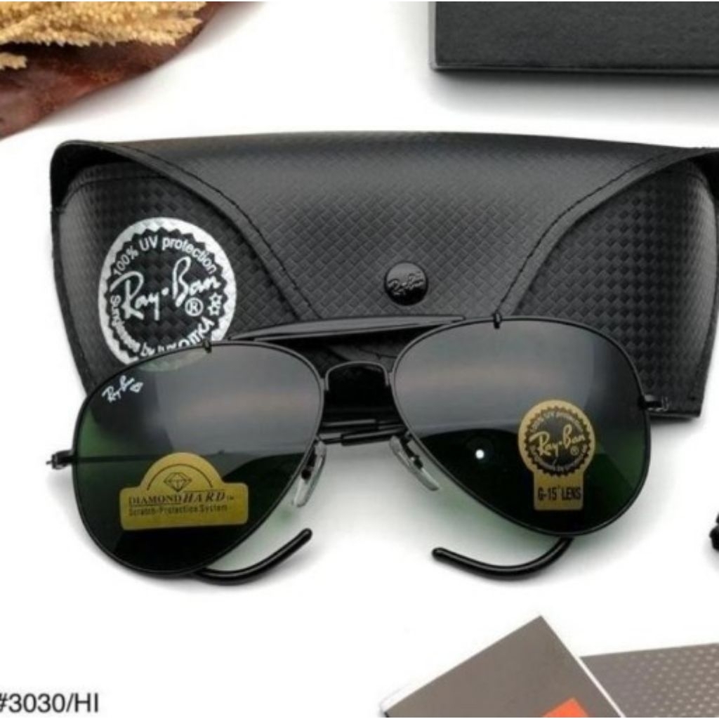 KACAMATA RAY-BAN OVAL COWOK (3030) LENSA KACA FULL ORI-BLACK