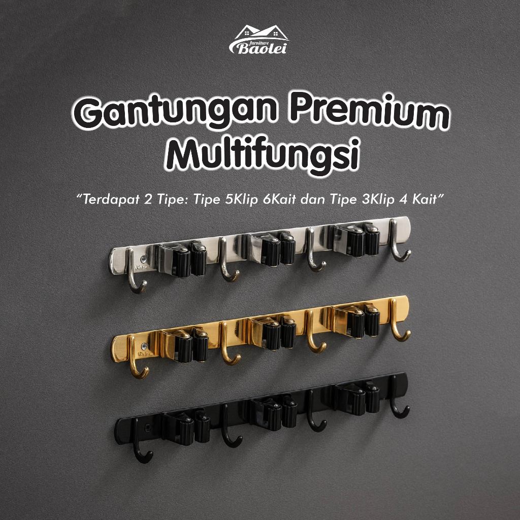 Gantungan Sapu dan Pel Stainless - Gantungan Tempat Sapu dan Pel Kokoh  - Gantungan Multifungsi