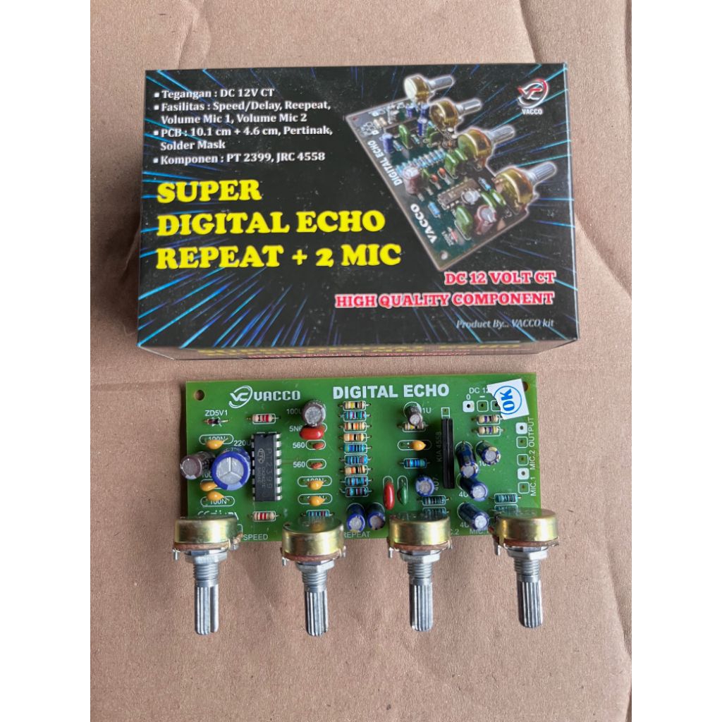 kit echo digital repeat + 2 mic vacco