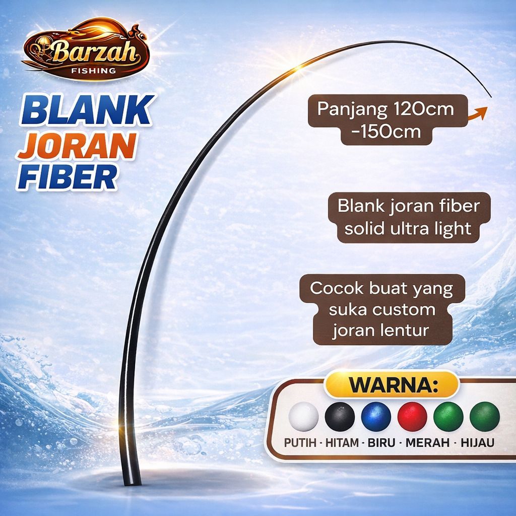 Blank joran fiber solid lentur 70-150cm bahan (custom)stik pancing murah berqualitas