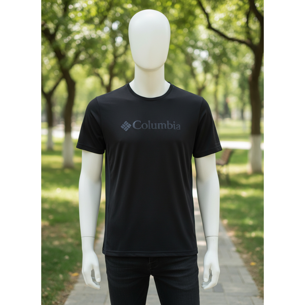 Kaos Columbia Original Hitam | T-Shirt Outdoor Quick Dry | Kaos Gunung Touring Hiking Pria