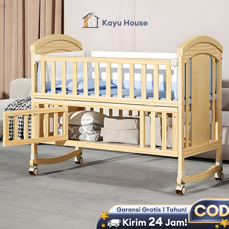 Tempat Tidur Bayi Kayu Solid Box Bayi Box Bayi Ranjang Bayi Kranjang Bayi tempat Tidur Ayun