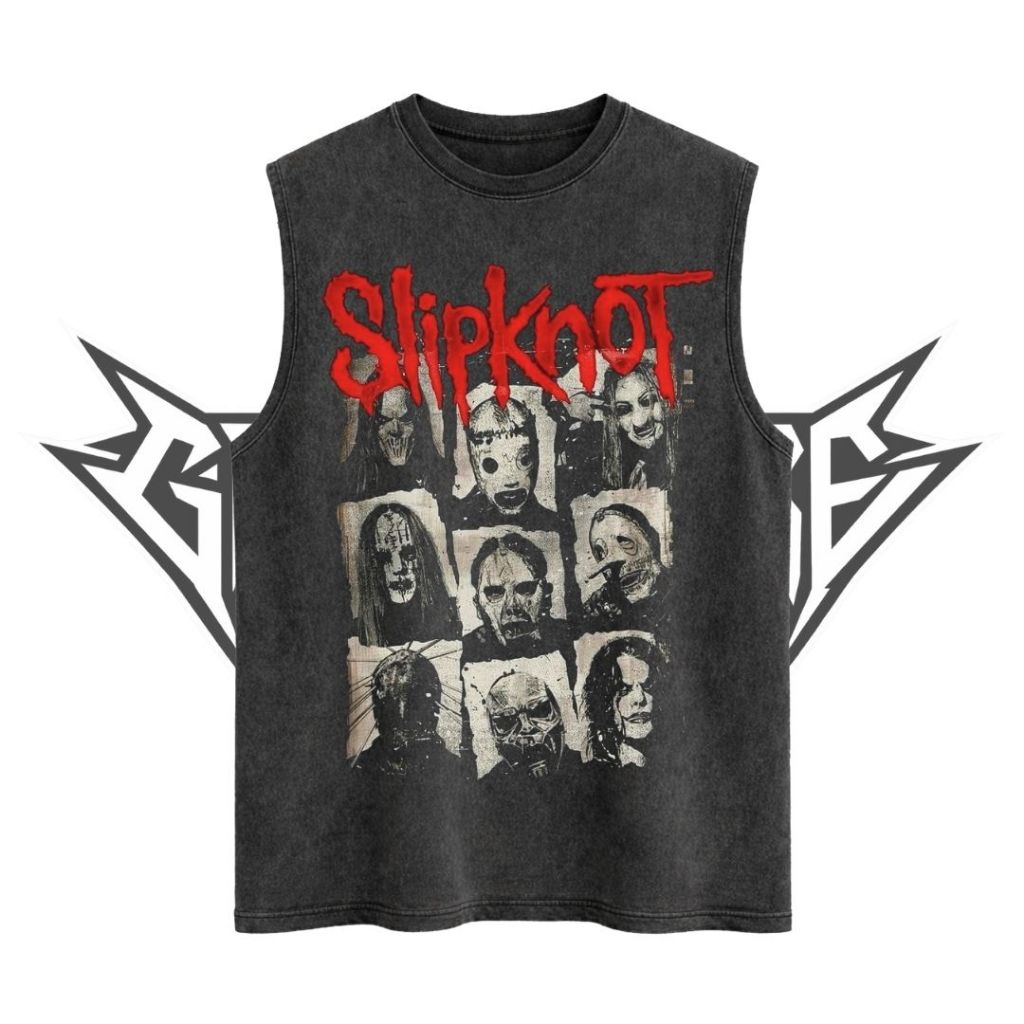 Glatosphere "Slipknot" Sleeveless Oversized T-Shirt | Stone Wash | Kaos Oversize | Vintage | Atasan 