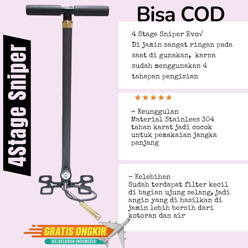 Pompa Pcp 4 Stage, Pompa Pcp Sniper, Pompa Sniper, Pompa Pcp Kaki Lipat, Pompa Pcp 6000psi Pompa Pcp