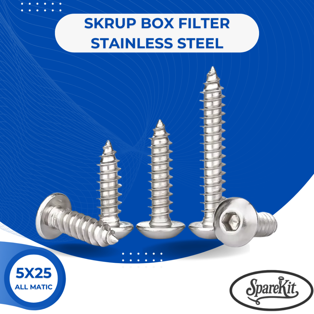 SKRUP / BAUT BOX FILTER ALL MATIC 5x25 STAINLESS STEEL BIG PAN HEAD