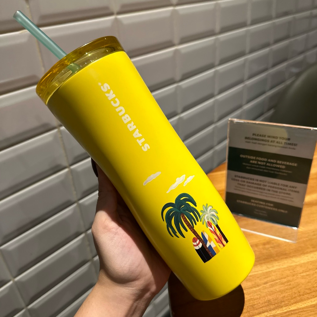 NEW Tumbler Starbucks Korea Yellow Straw Summer 2021 Edition Stainless Steel Original Starbucks