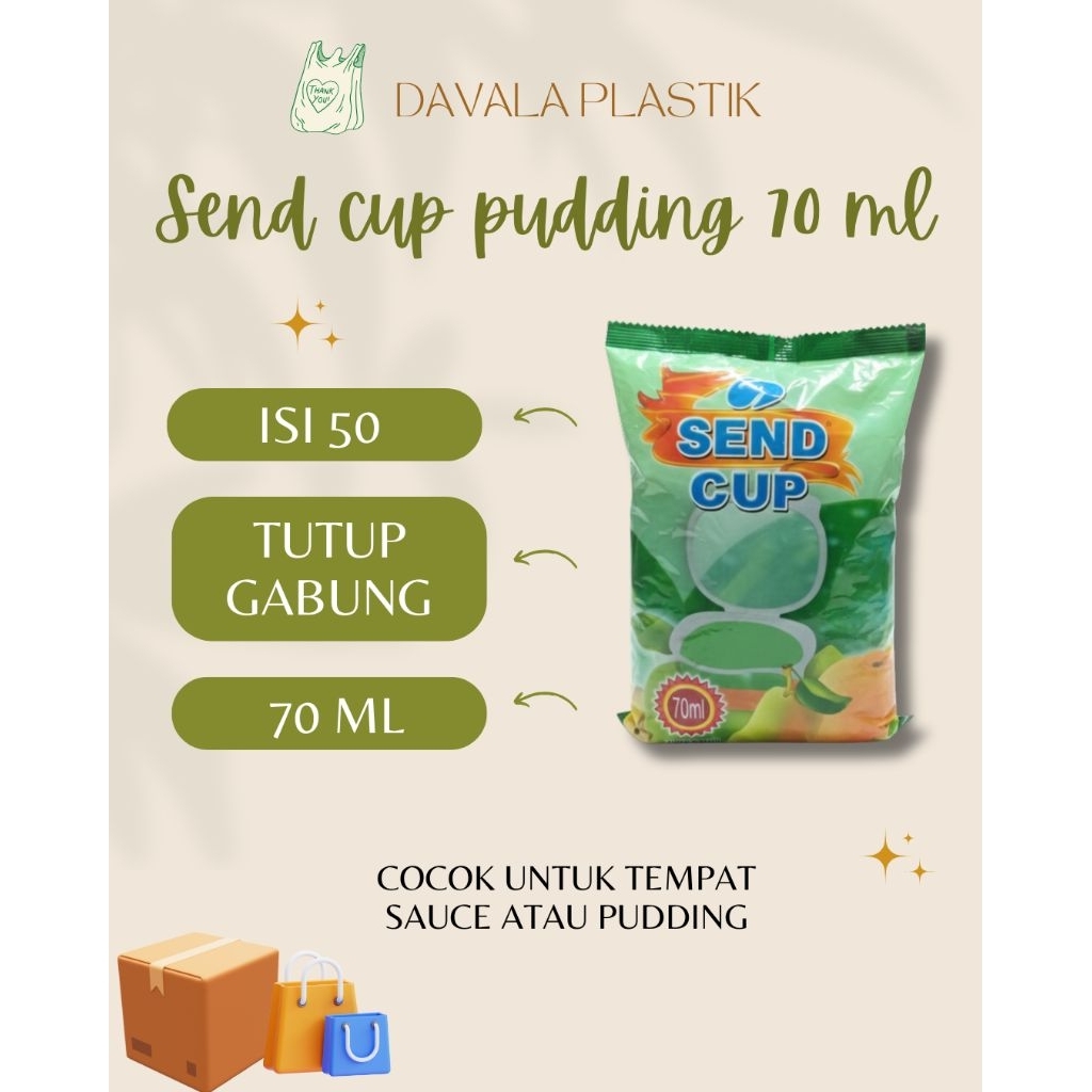 Send Cup Pudding Kotak 70ml, 100 ml – Tutup Gabung | Kemasan Puding & Saus