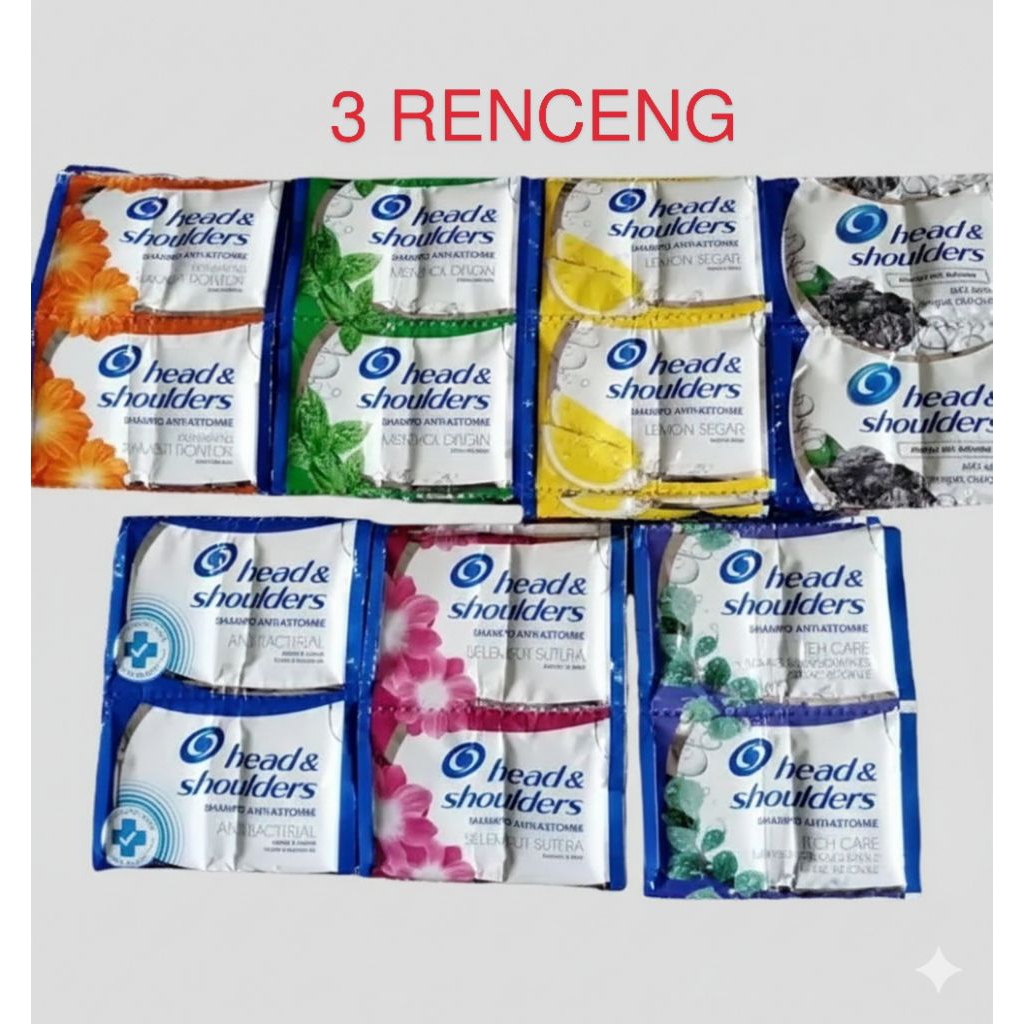 3 RENCENG HEAD AND SHOULDERS SHAMPOO sachet all varian promo
