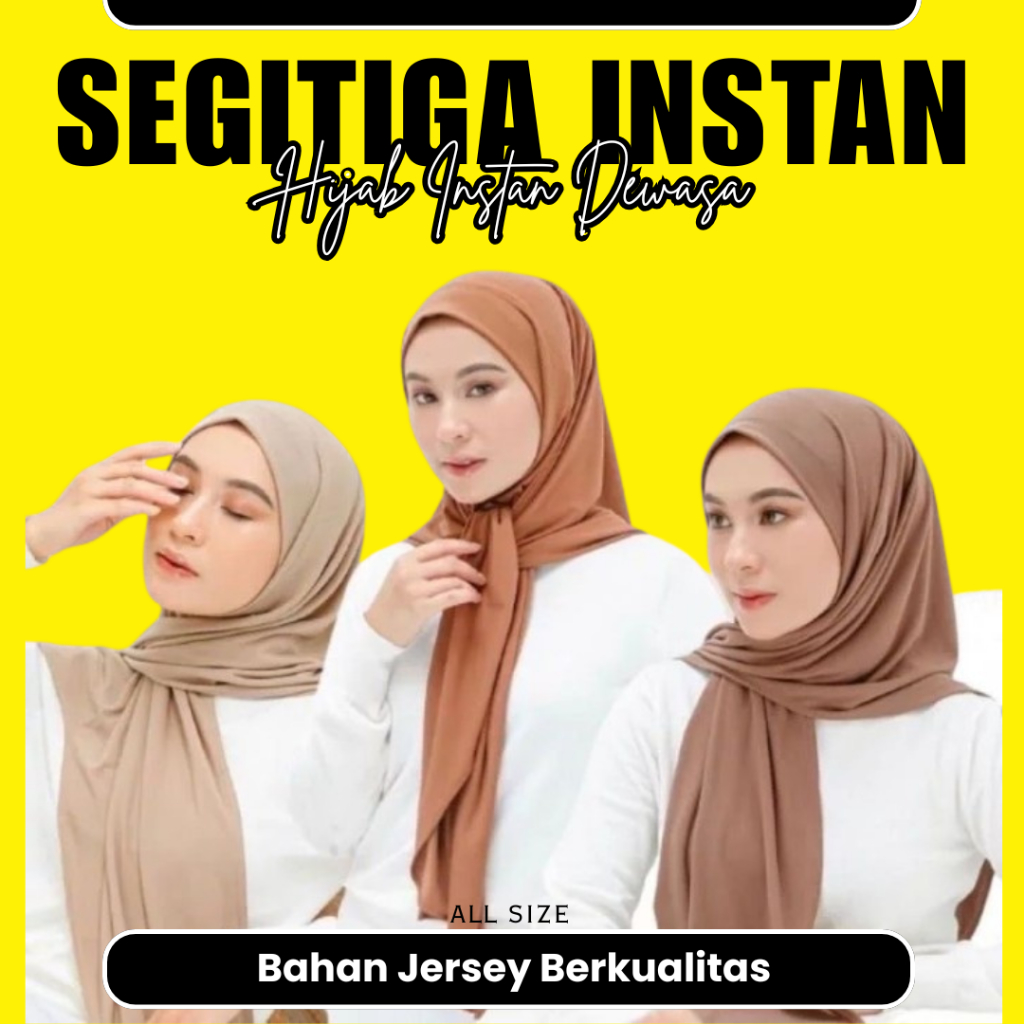 Hijab Segitiga Instan Jersey - Jilbab Segitiga Instan Jersey Dewasa - Kerudung Simple Segitiga Insta