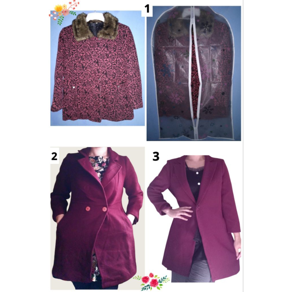 Jaket Bunga/Coat motif  Bunga/Coat Maroon