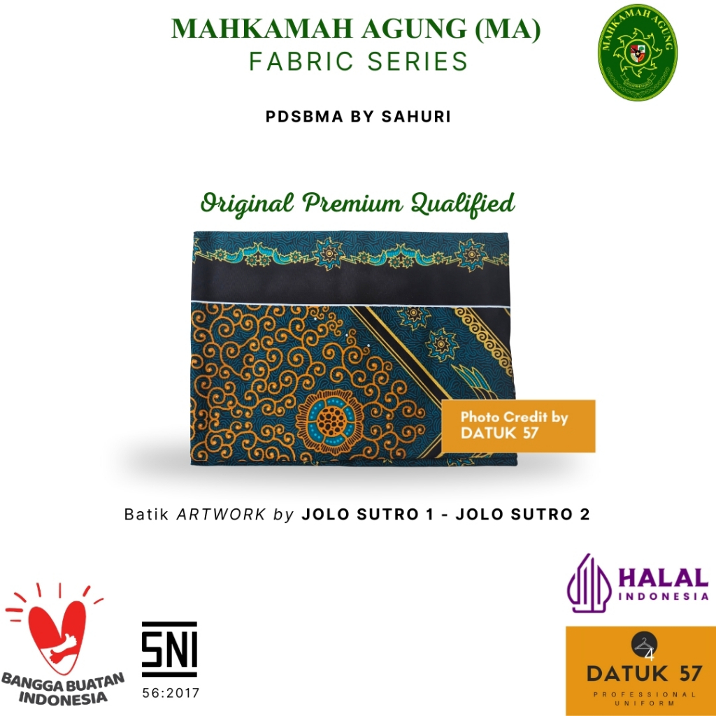 [KAIN] Datuk 57 Premium Seragam Kemeja Atasan Batik Mahkamah Agung Hijau Terbaru PDSBMA [Pria dan Wa