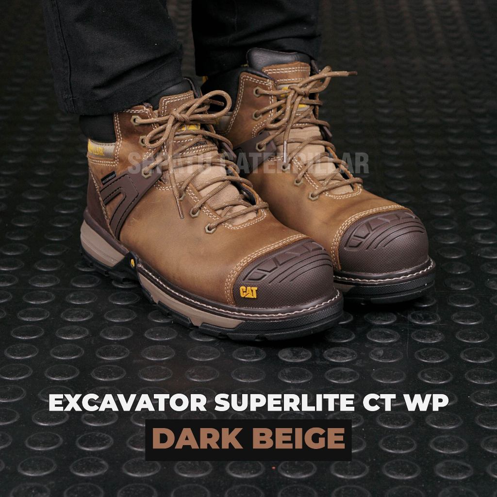 Sepatu safety Caterpillar Excavator Superlite Composite Toe Waterproof Dark Beige Original