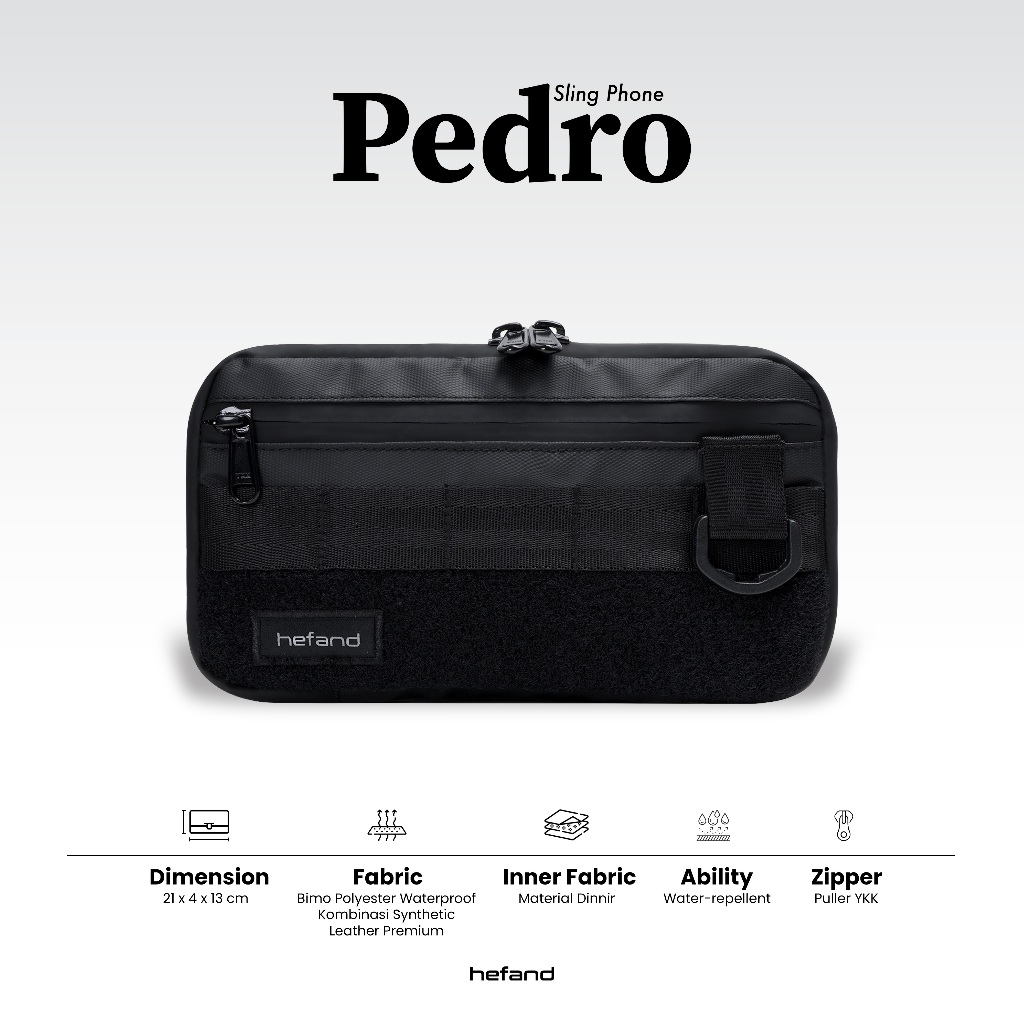 Hefand - Handbag Pria Pedro Clutch Bag Slingbag Sling Phone Multifungsi Tas Tangan Cowok Waterproof 