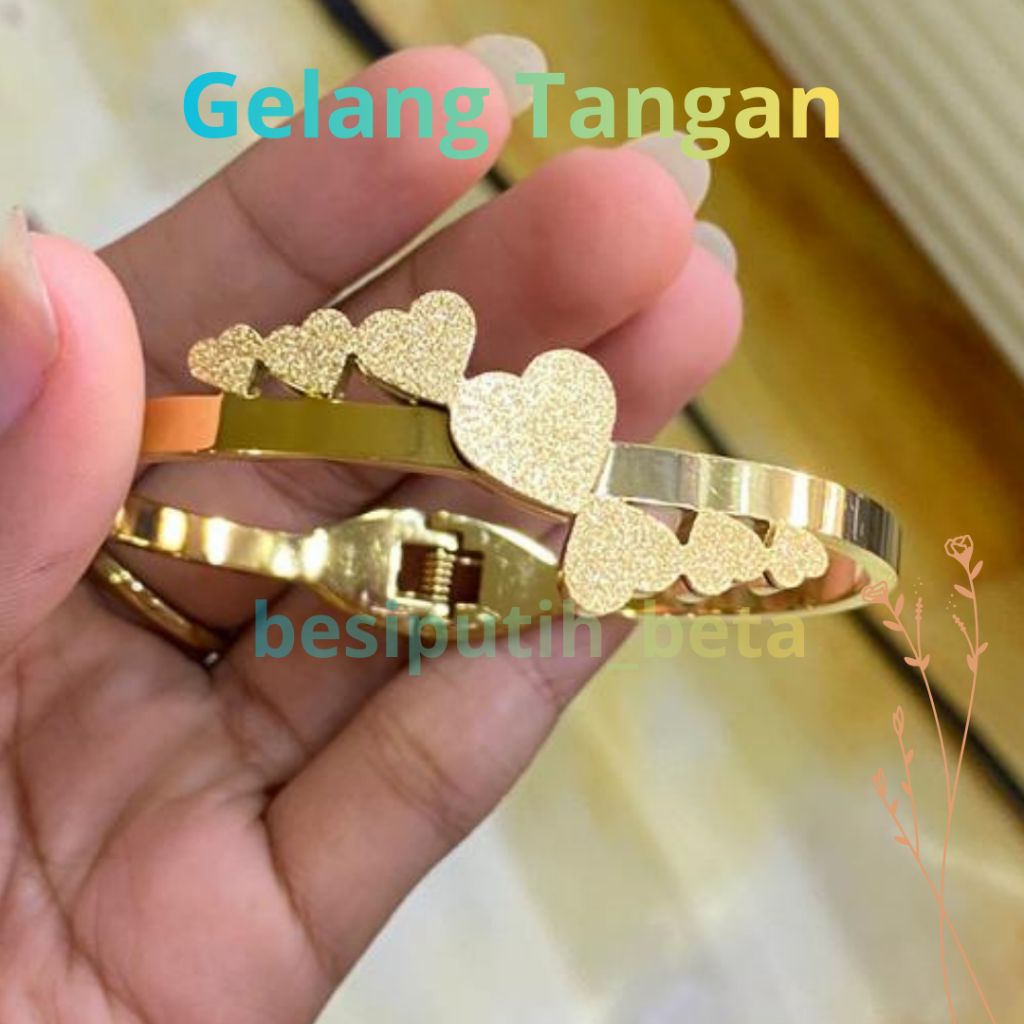 Gelang besi putih ambon sepuh kuning / besi putih asli