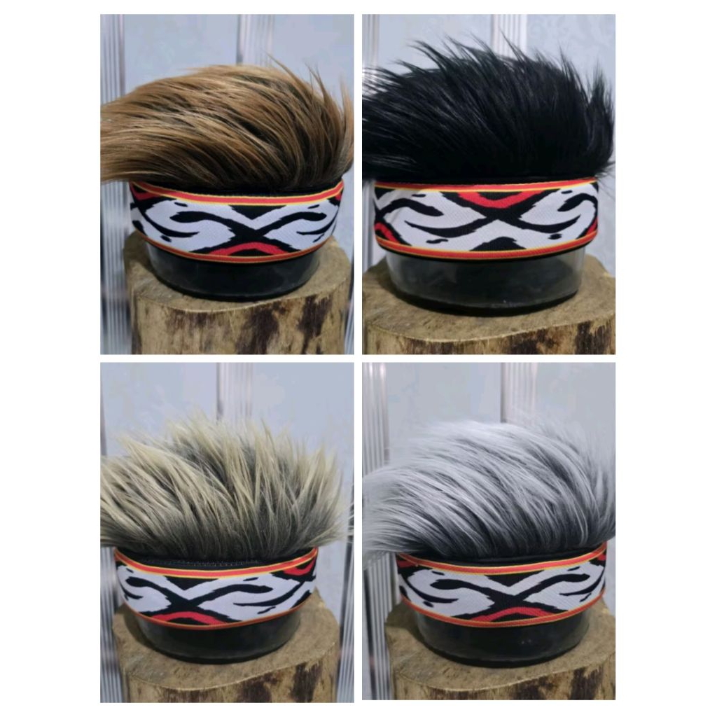 rambut palsu motif Paisley, rambut palsu pria, rambut palsu ikat loreng, wig cosplay anime Naruto, r
