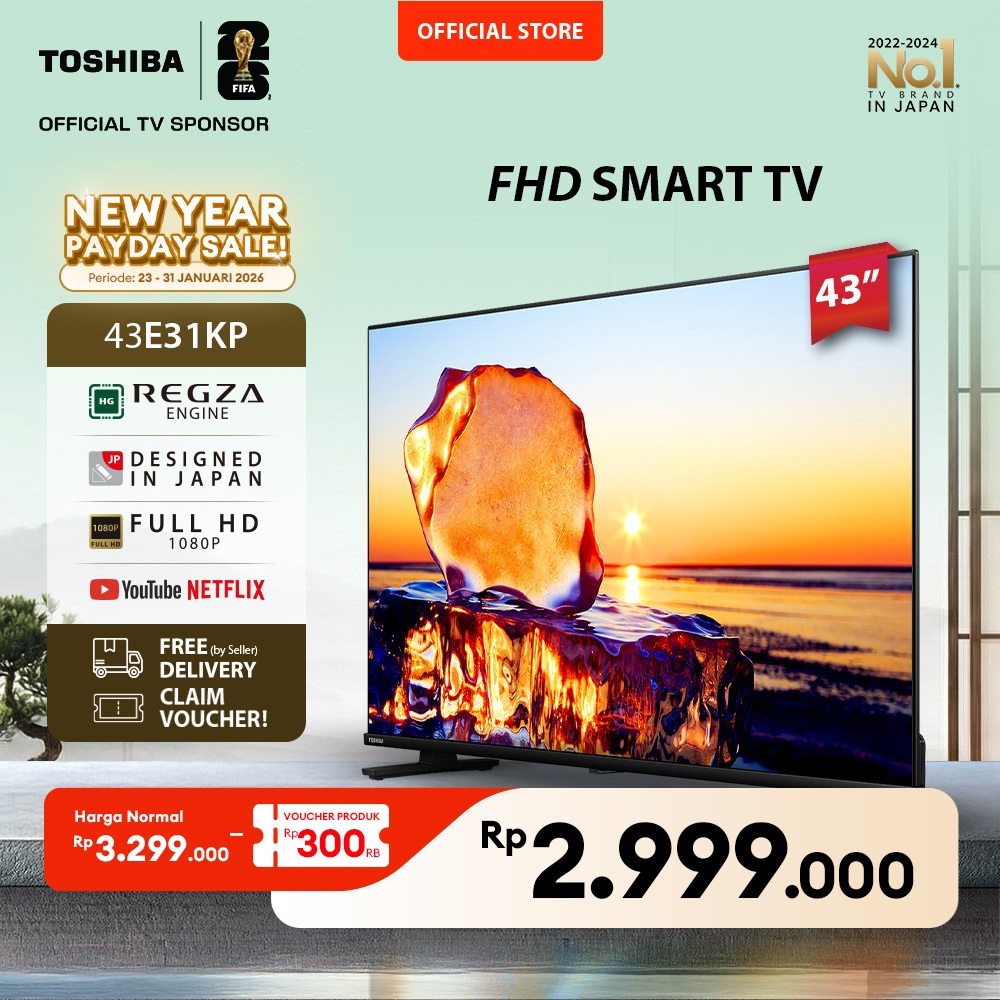 [FHD SMART TV] [KHUSUS ONLINE] TOSHIBA TV 43" FHD SMART TV - WIFI NETFLIX DISNEY+ YOUTUBE DOLBY