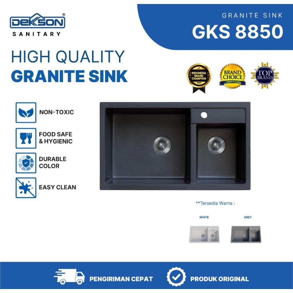 DEKKSON Granite Kitchen Sink Sink Dapur Anti Gores & Tahan Panas GKS 8850