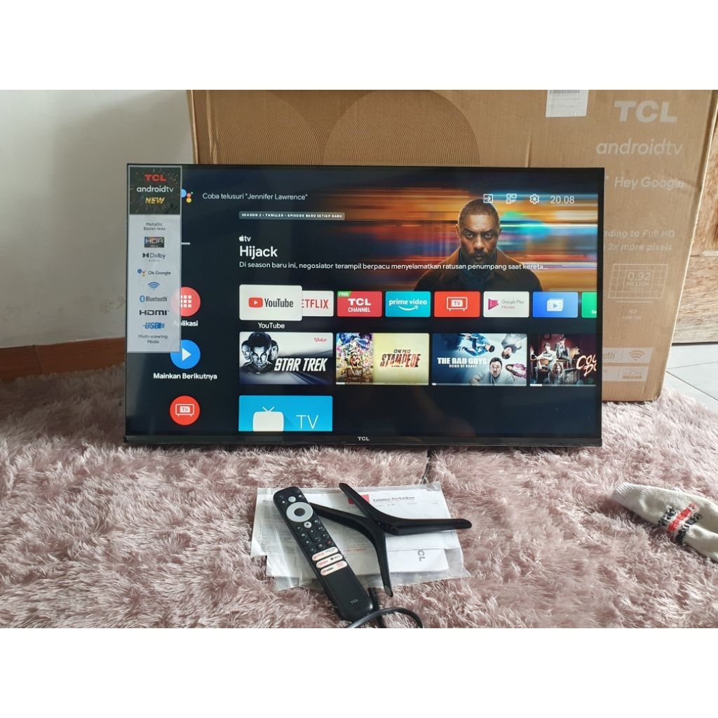 TV LED ANDROID TV 32 INCH TCL ANDROID TV SECOND LIKE NEW, ready netflix,youtube,voice note, DVB T2, 
