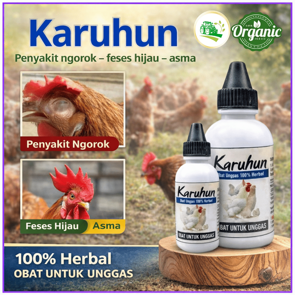 KARUHUN Obat Herbal Ayam 60ML Membantu Kesehatan Daya Tahan Tanpa Antibiotik
