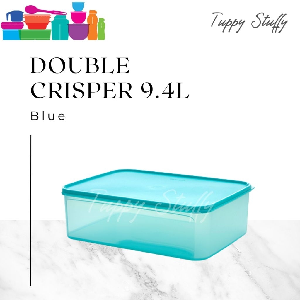 Double Crisper 9,4L Blue Tupperware | tempat penyimpanan jumbo ori tupperware /Double crisper jumbo