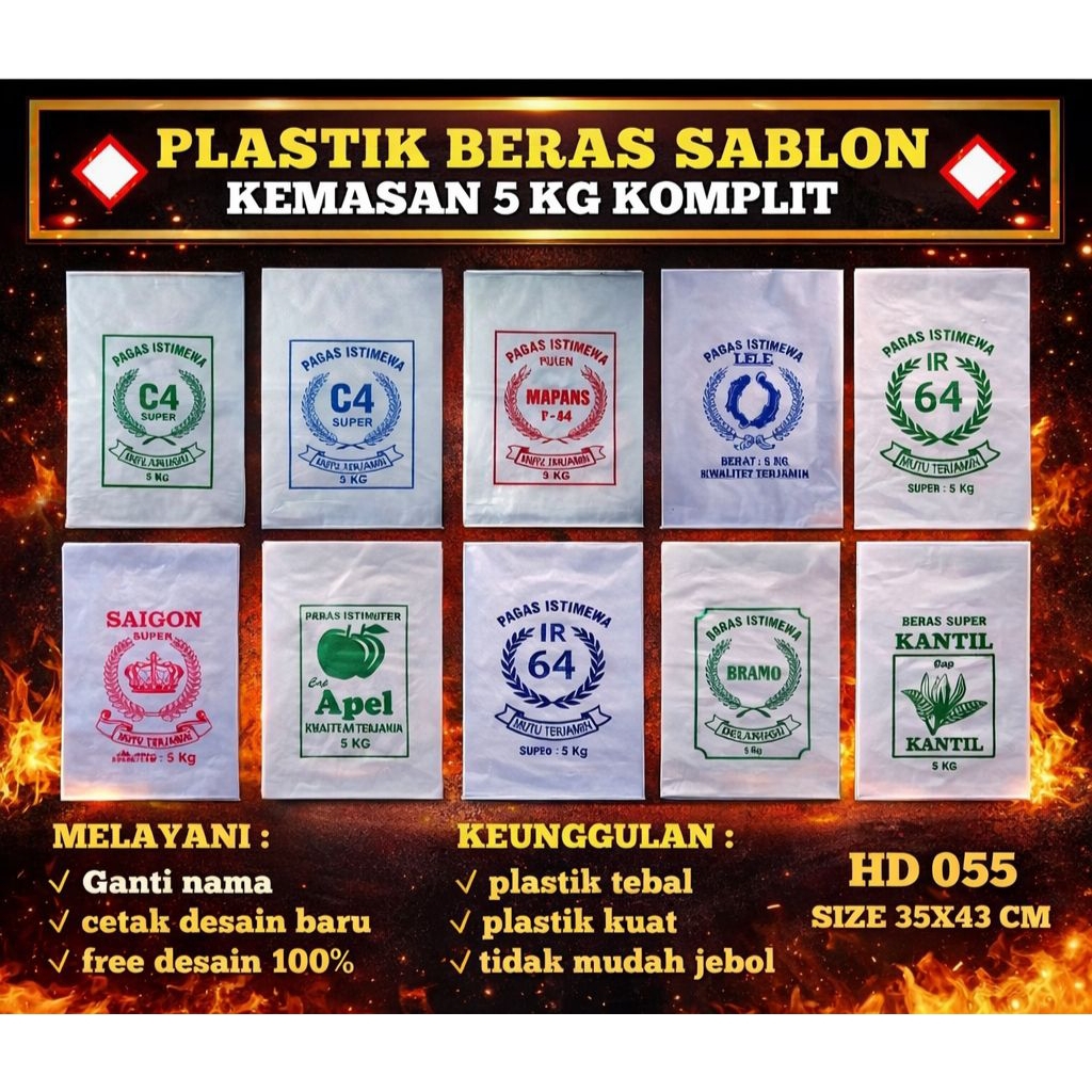 Plastik Beras Sablon 5kg isi 50