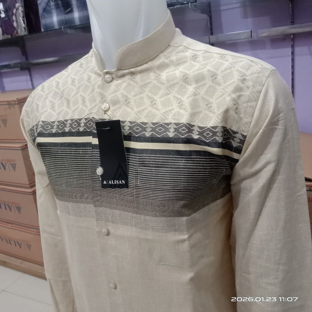 ALISAN Original Kemeja Koko motif Bordir Reguler Lengan panjang