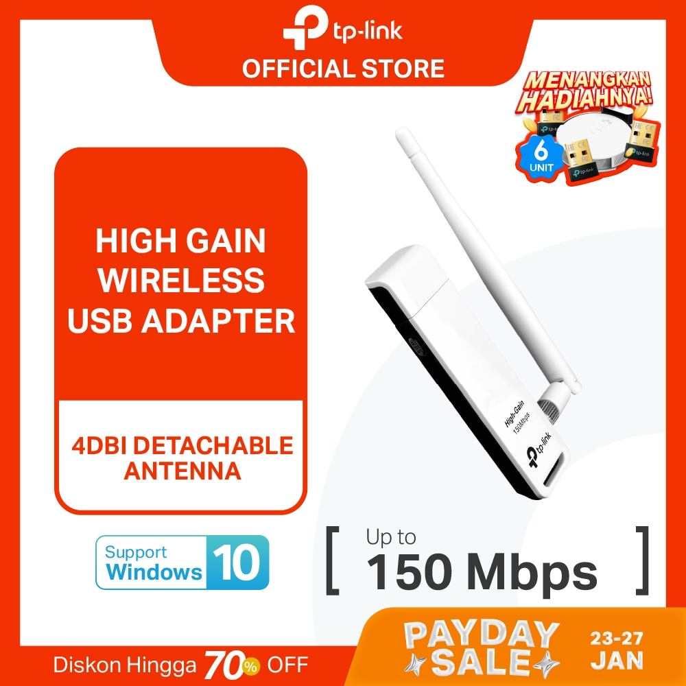 TP-Link TL-WN722N | 150Mbps WiFi Adapter | Wireless USB Adapter |  High Gain | Dongle WiFi | PC MAC