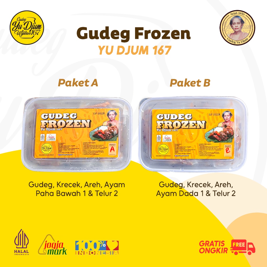 OFFICIAL GUDEG YU DJUM 167 Gudeg FROZEN Siap Makan Awet Mudah Disimpan Tahan Lama Oleh-Oleh Khas Jog