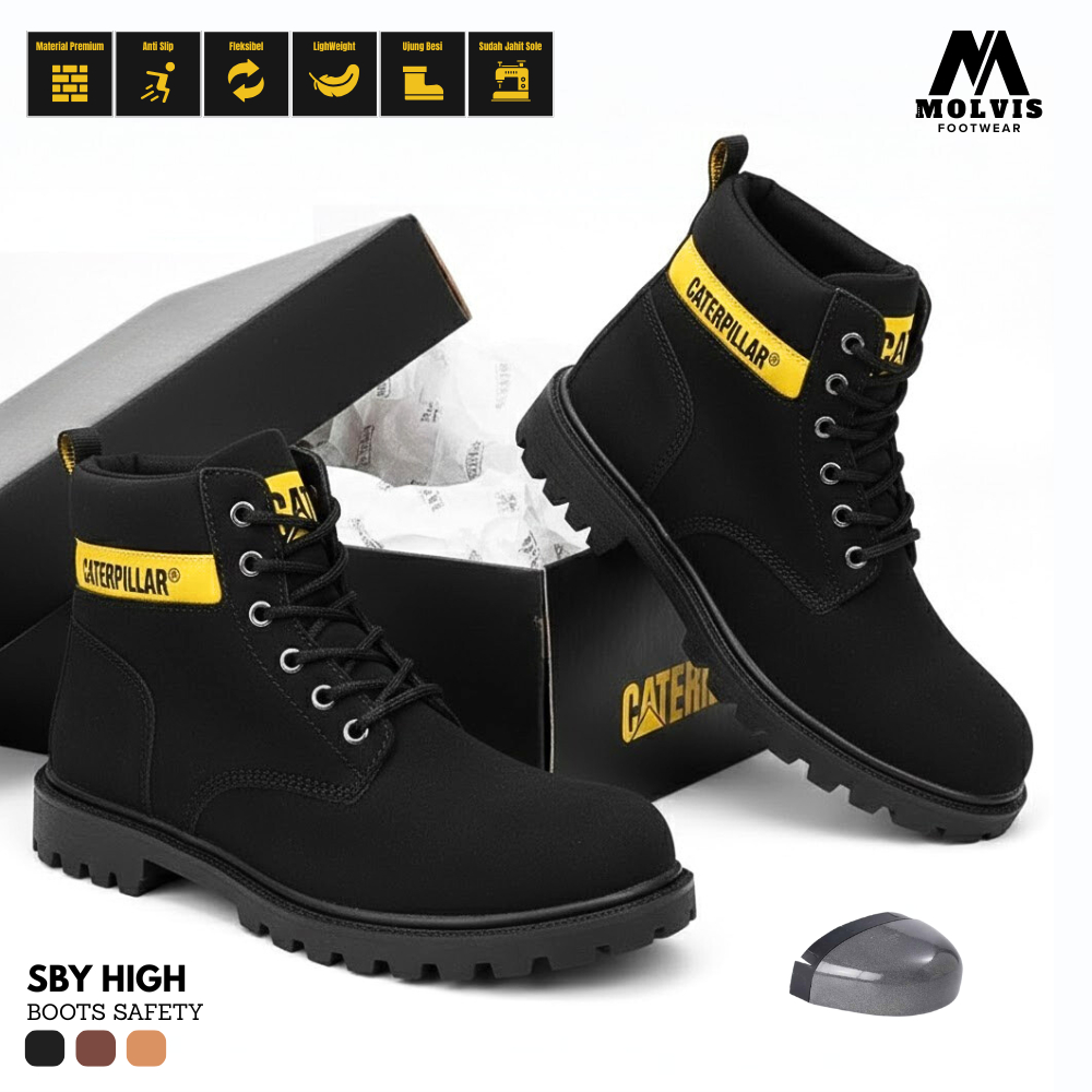 Sepatu Pria Safety Ujung Besi Caterpillar SBY High | Sepatu Gunung | Sepatu Proyek Tactikal Outdoor