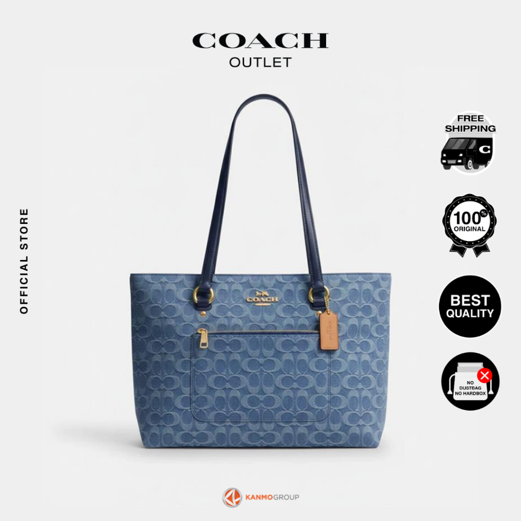 Coach Station Tote Bag In Signature Denim - Tas Tote Wanita